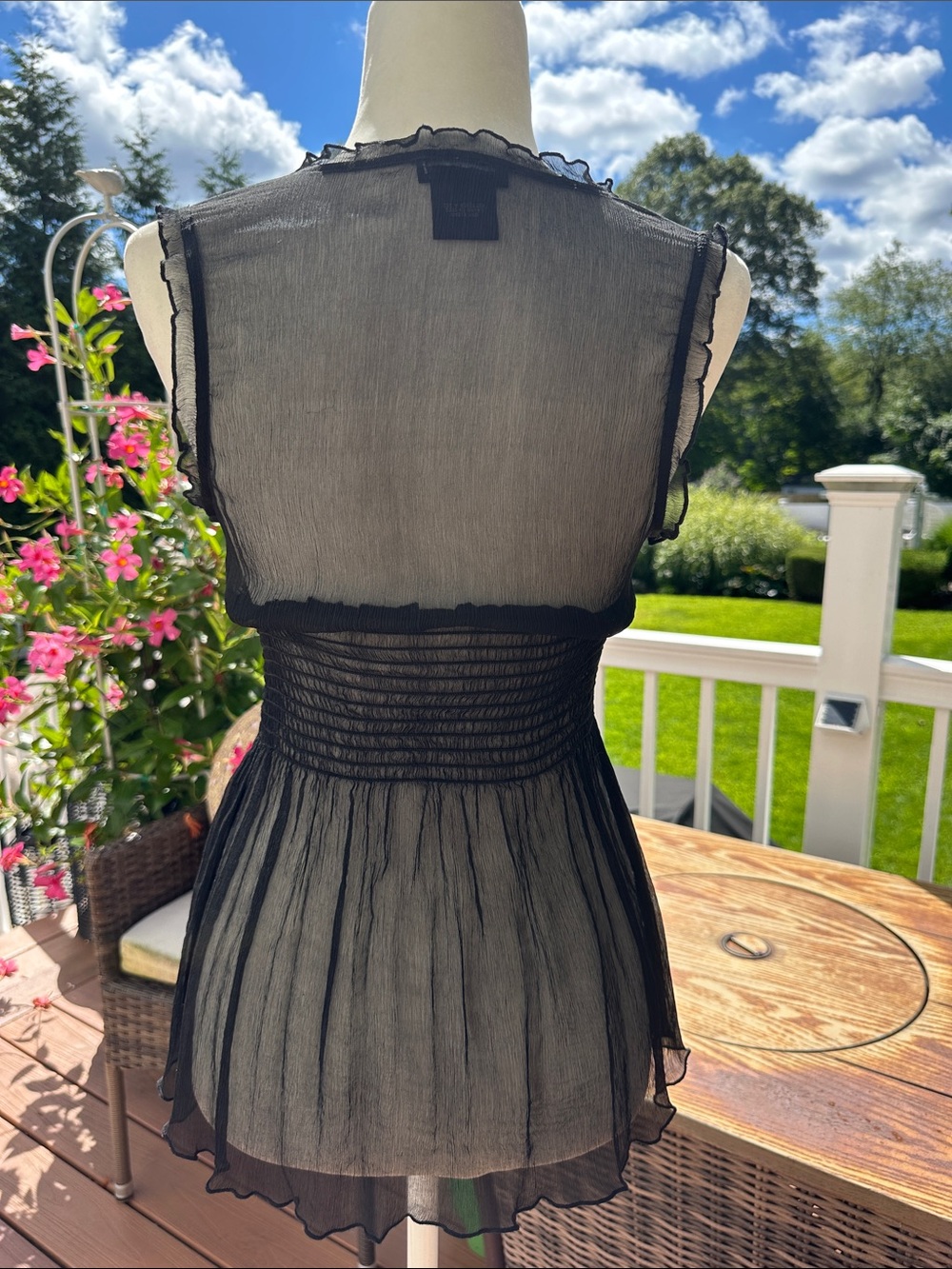Vintage Bebe Sheer Black V-Neck Women's Silk Chiffon Camisole Top - Picture 3 of 7